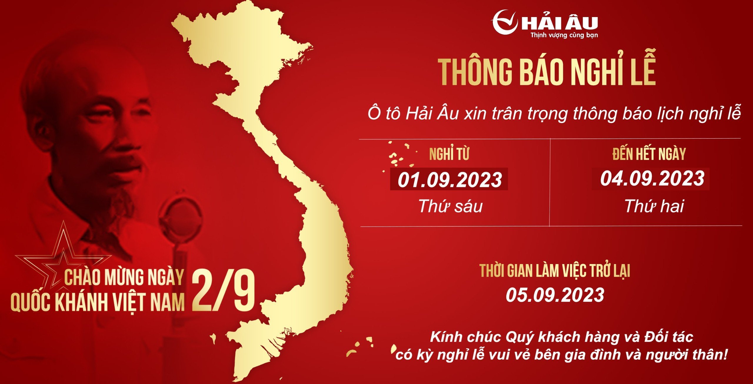 [Ô TÔ HẢI ÂU THÔNG BÁO LỊCH NGHỈ LỄ 2/9]